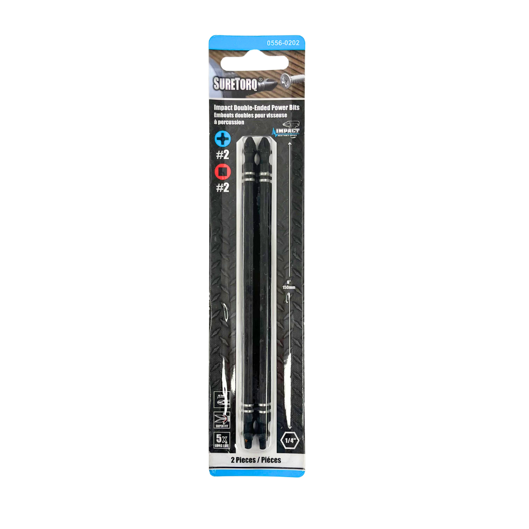 Impact Double Ended Bits PH2 / SQ2 6" Carded