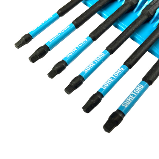 6 Piece Magnetic Impact Square Power Bit Set 3-1/2" with Carabiner Clip
