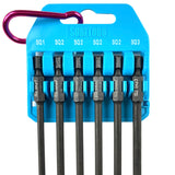 6Pcs Magnetic Impact Square Power Bit Set 6" with Carabiner Clip