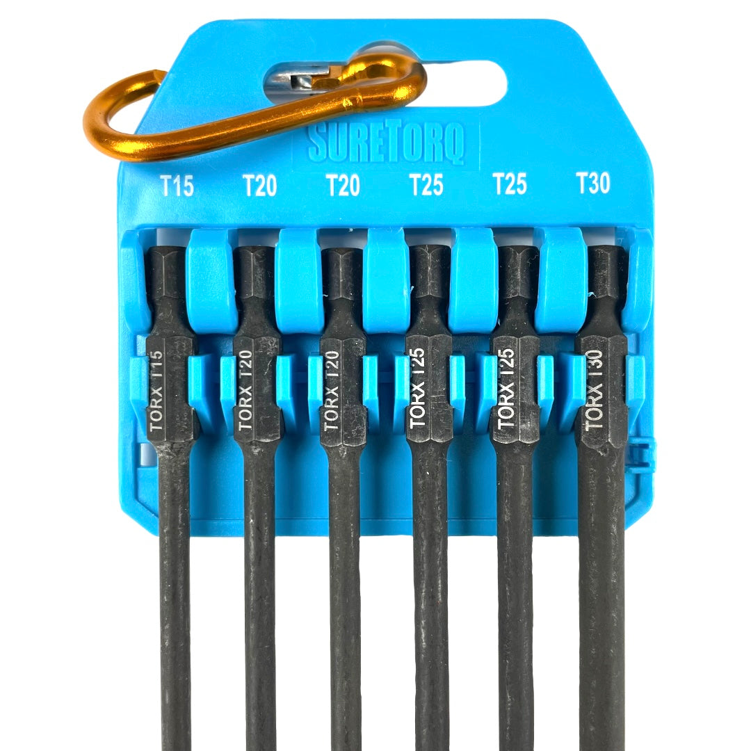 6 Piece Magnetic Impact TORX Power Bit Set 6" with Carabiner Clip