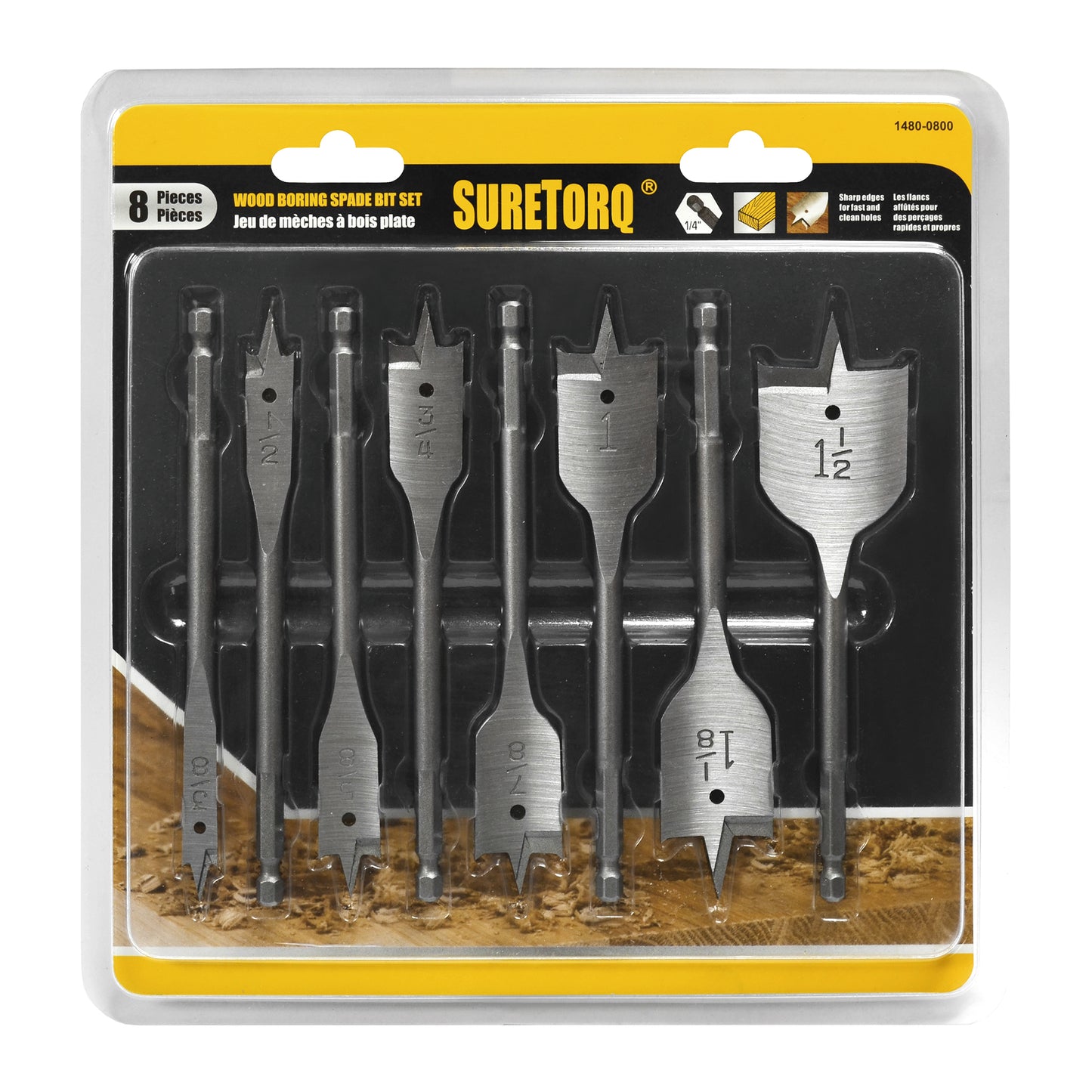 Jeu de 8 forets à bois plats