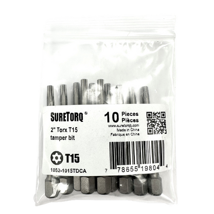 TORX® Tamper Resistant Turned Down Shank Power Bits 2" Bulk