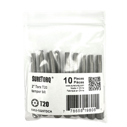 TORX® Tamper Resistant Turned Down Shank Power Bits 2" Bulk