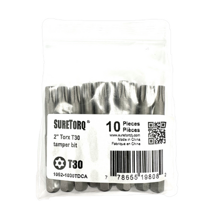 TORX® Tamper Resistant Turned Down Shank Power Bits 2" Bulk