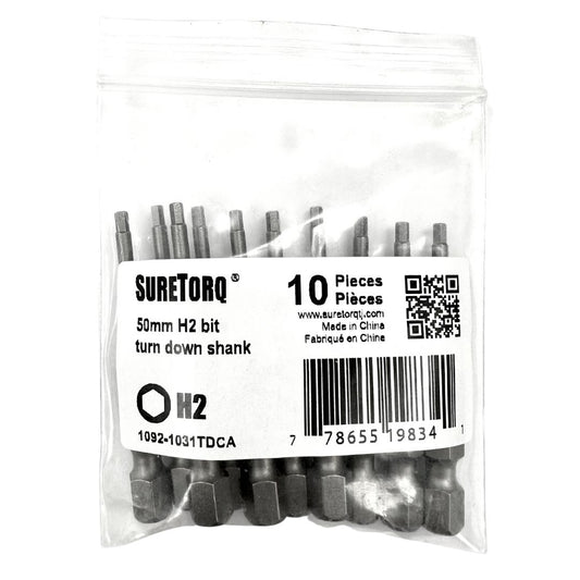 Embouts de vissage hexagonaux à queue réduite 2" en vrac (métrique)