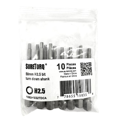 Hex Reduced Shank Power Bits 2" Bulk  (Metric)