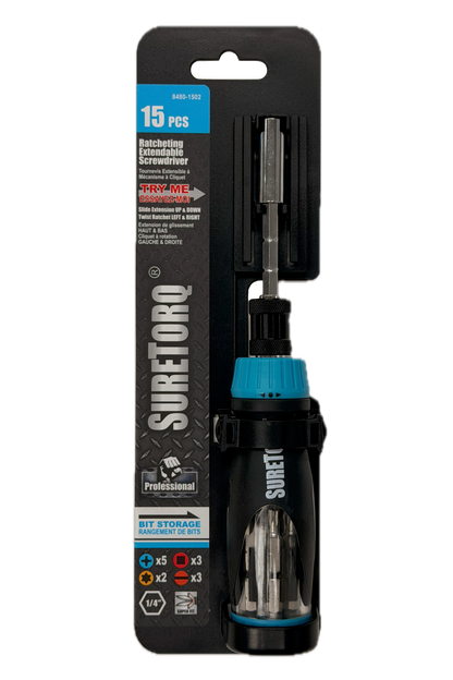 15 Piece Ratcheting Extendable Screwdriver