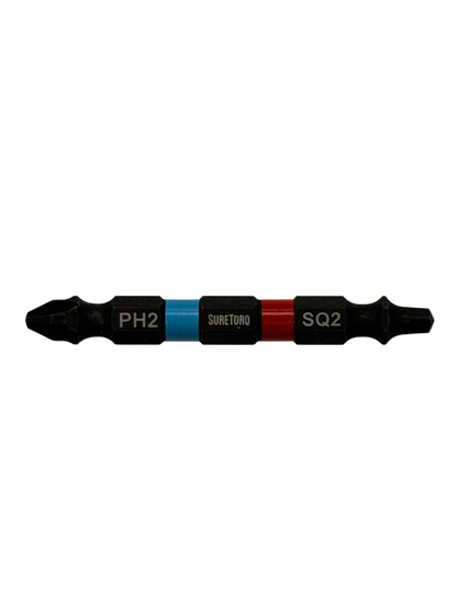 Magnetic Impact Double Ended Bit, Colour Ring PH / SQ 2 1/2" Bulk