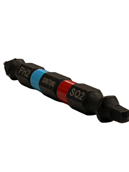 Magnetic Impact Double Ended Bit, Colour Ring PH / SQ 2 1/2" Bulk