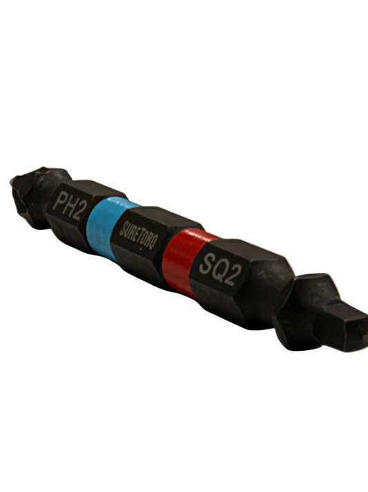 Magnetic Impact Double Ended Bit, Colour Ring PH / SQ 2 1/2" Bulk