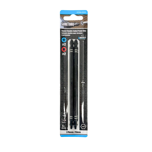 Embouts d'impact double embout PH2 / SQ2 15,2 cm sous carte