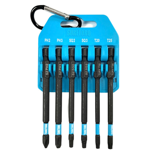 Jeu d'embouts de vissage magnétiques Phillips / Carrés / TORX 6 pièces de 3-1/2" avec mousqueton