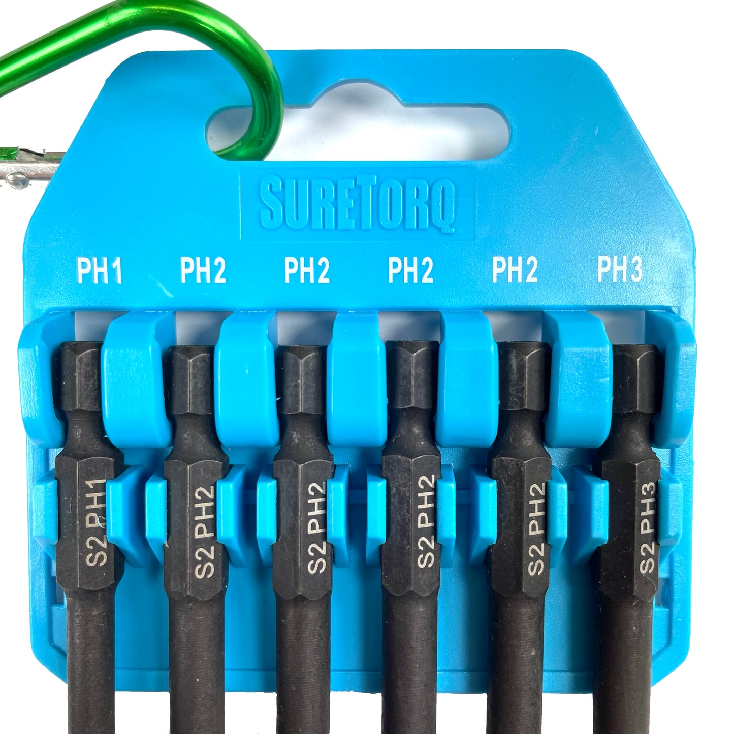 6 Piece Magnetic Impact Phillips Power Bit Set 3-1/2" with Carabiner Clip
