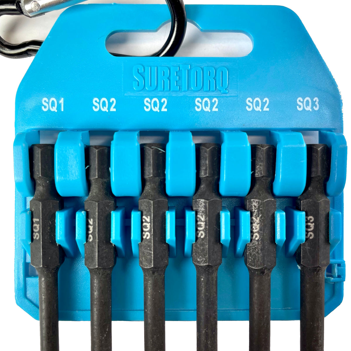 6 Piece Magnetic Impact Square Power Bit Set 3-1/2" with Carabiner Clip