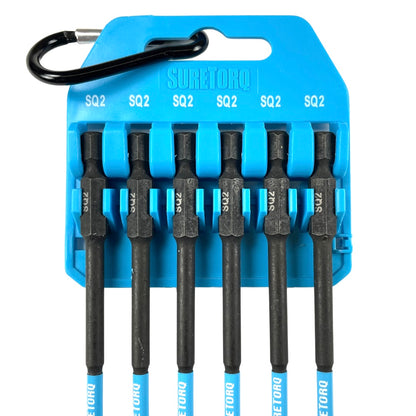 6 Piece Magnetic Impact Square Power Bit Set 3-1/2" with Carabiner Clip