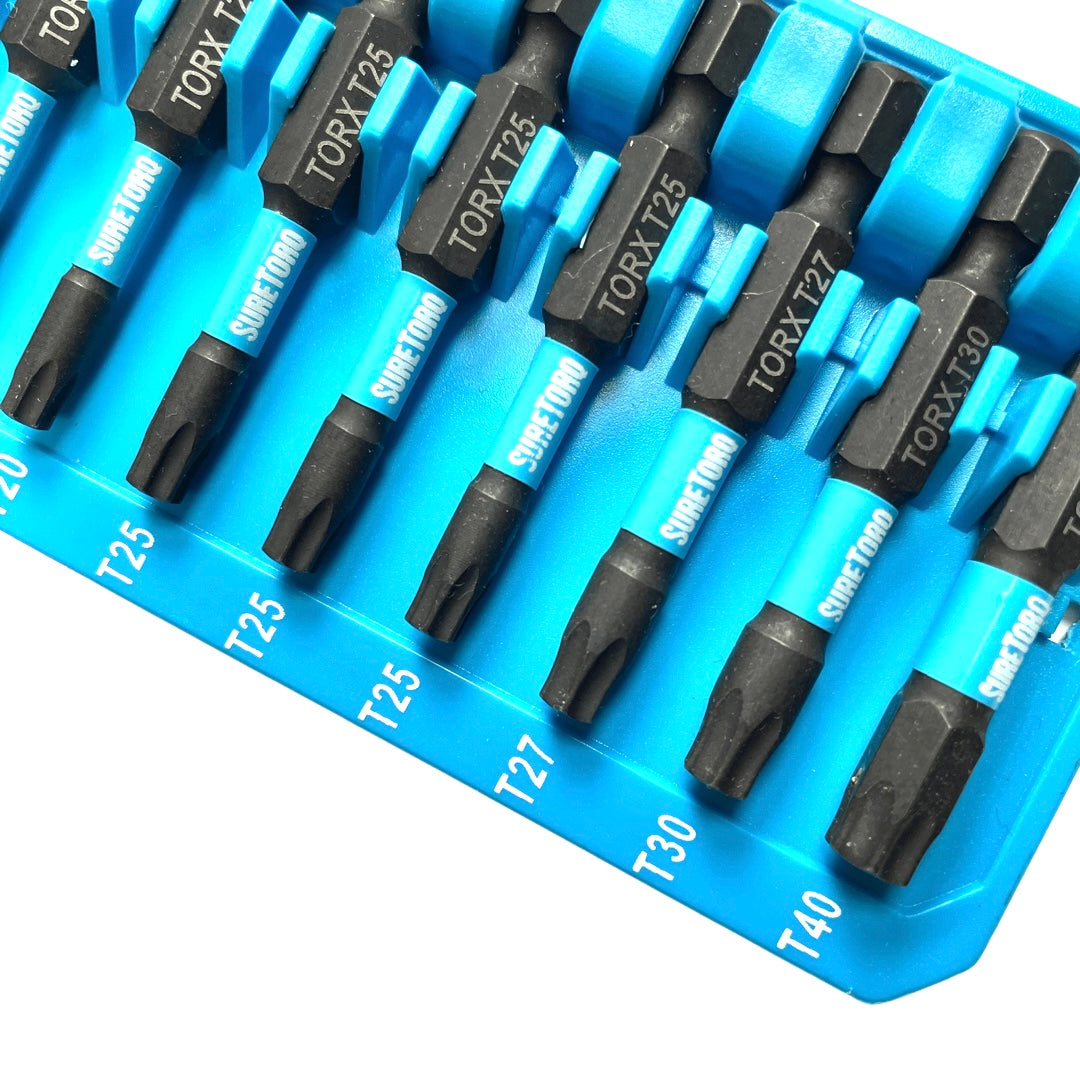 Jeu de 10 embouts de vissage magnétiques TORX à chocs 50 mm avec mousqueton