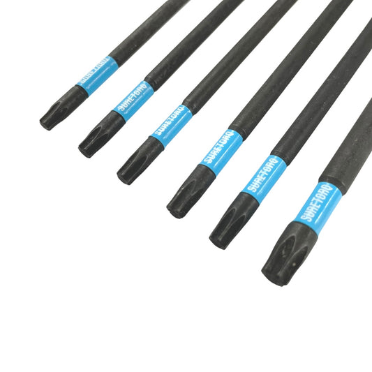 Jeu de 6 embouts de vissage magnétiques TORX à chocs 150 mm avec mousqueton