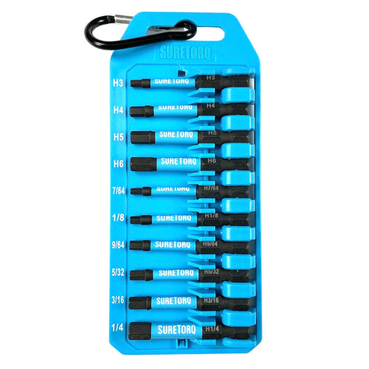 10 Piece Magnetic Impact Hex Power Bit Set 2" with Carabiner Clip