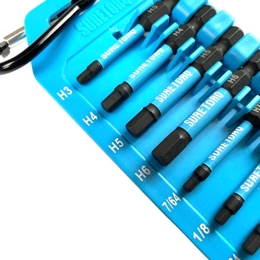 10 Piece Magnetic Impact Hex Power Bit Set 2" with Carabiner Clip