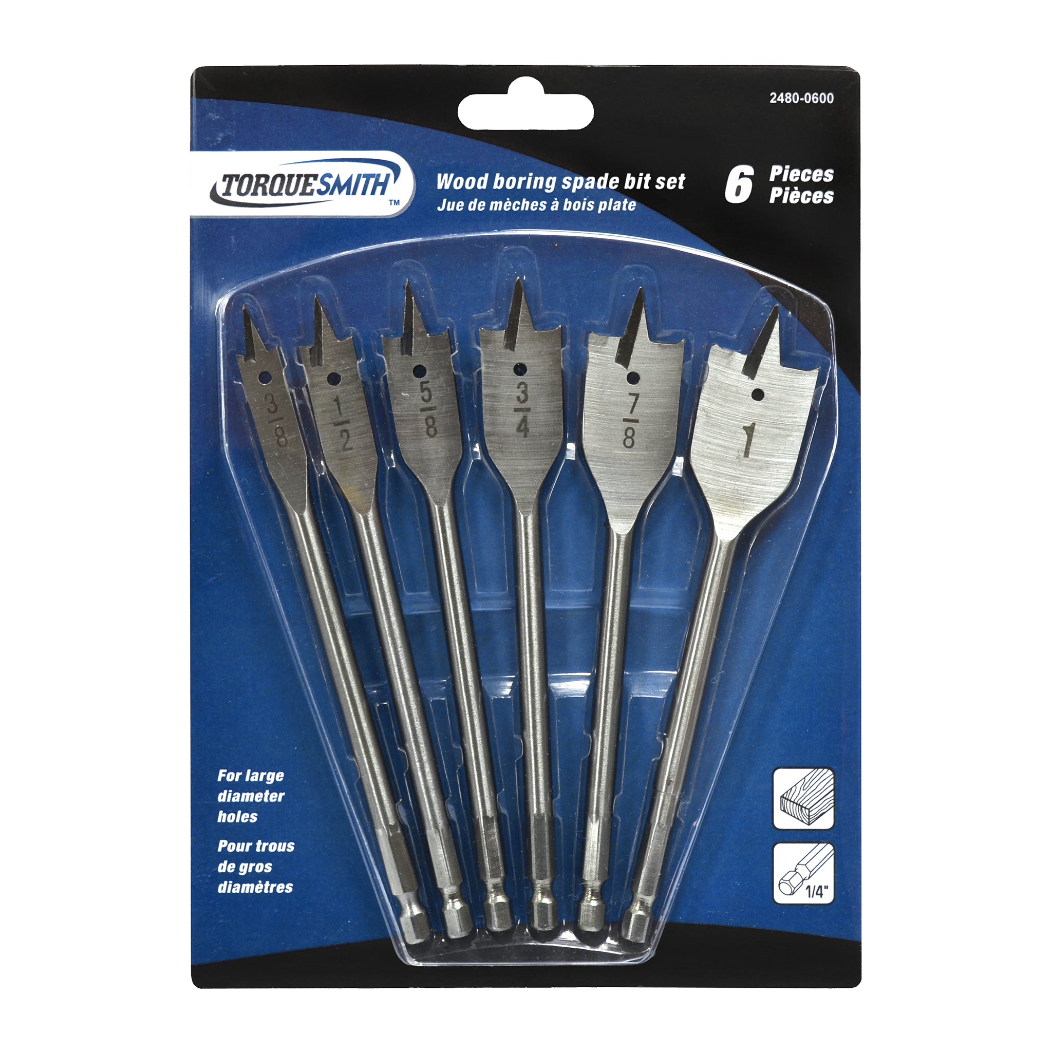 6Pcs Wood boring Spade Bit Set Suretorq