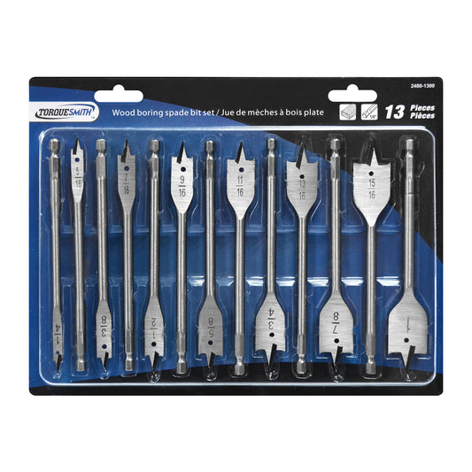 13 Piece Wood Boring Spade Bit Set